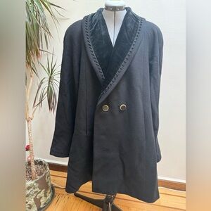 VINTAGE Donnybrook Wool Coat | Black Velvet Trim & Gold Hardware made in Ukraine